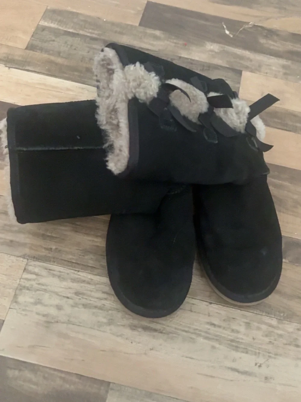 Koolaburra Black Suede Shearling Winter Boots